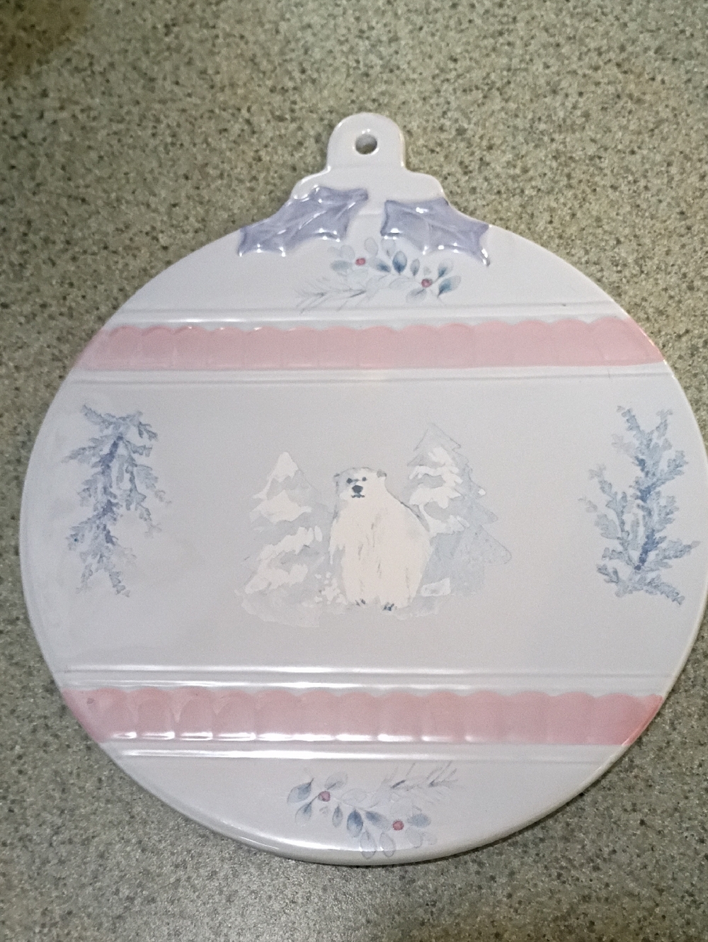 Pfaltzgraff Vintage Winter Christmas Hotplate Polar bear Light Blue Pink
